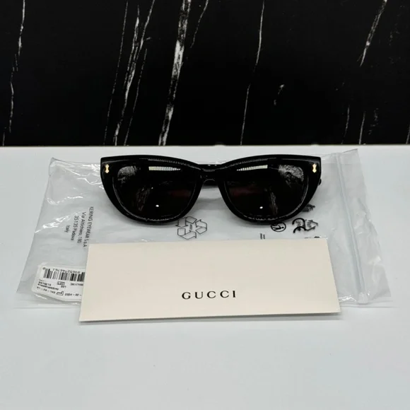 NEW GG1521S 001 GUCCI BLACK GREY CAT EYE WOMEN GUCCI SUNGLASSES - Picture 12 of 13